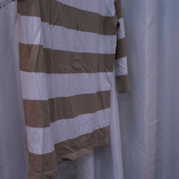 Jones New York Beige and White Striped Long Sleeve Top - Picture 9 of 11